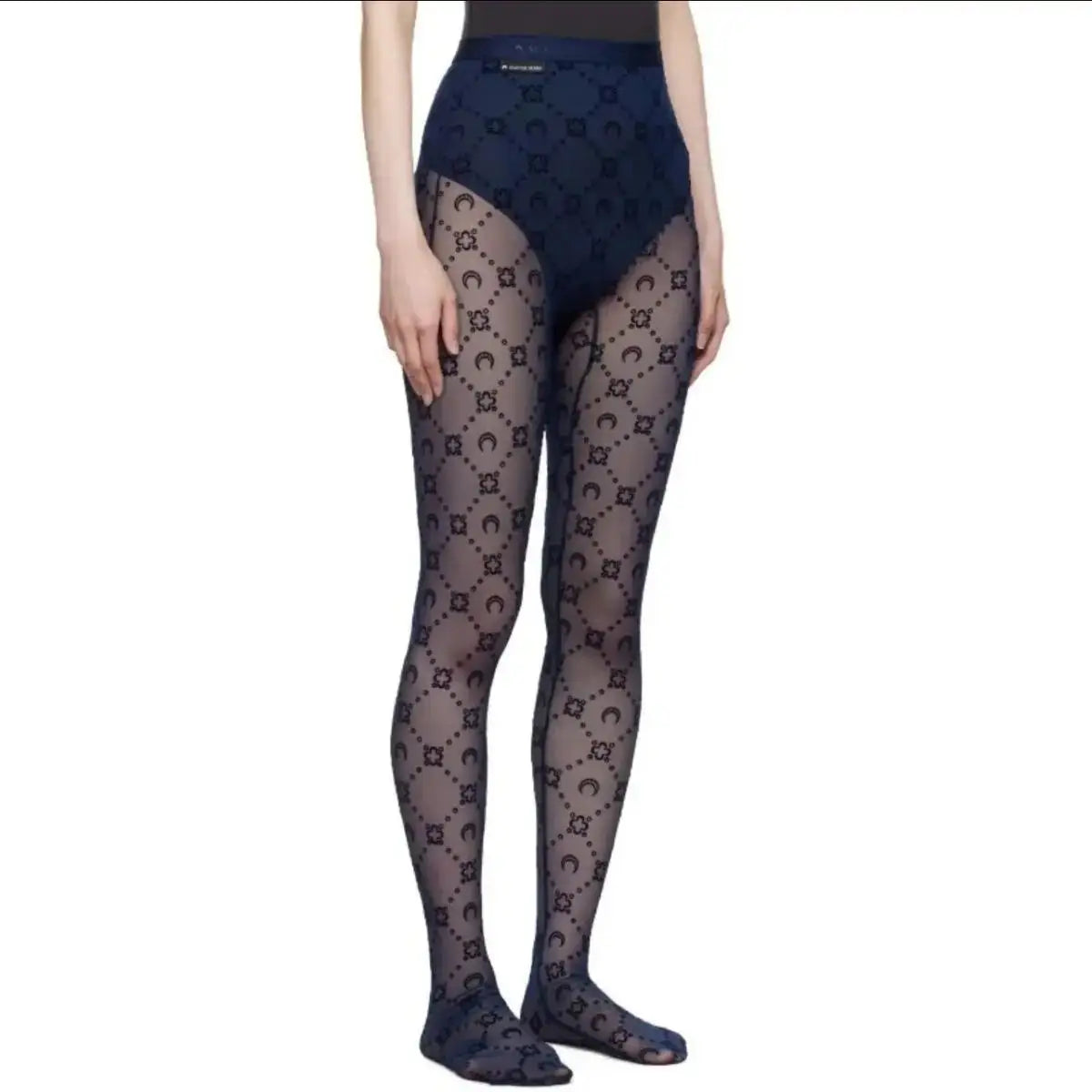 High Waist Pants Women Street Wear Elastic Slimming Tight Thin Socks Autumn Fashion Solid Color Moon Perspective Mesh Plush