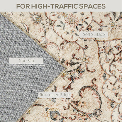 Machine Washable Area Rug, 5x7 Vintage Oriental Medallion Distressed Rugs Soft Printed Floor Mat, Mixed-Brown