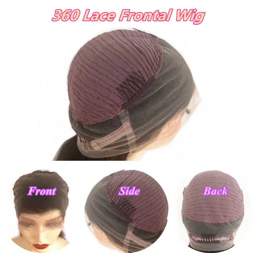 Dark Brown Layered Cut Lace Front Human Hair Wigs With Bangs For Women Brazilian Remy Scalp Silk Top Lace Frontal Fringe Wigs
