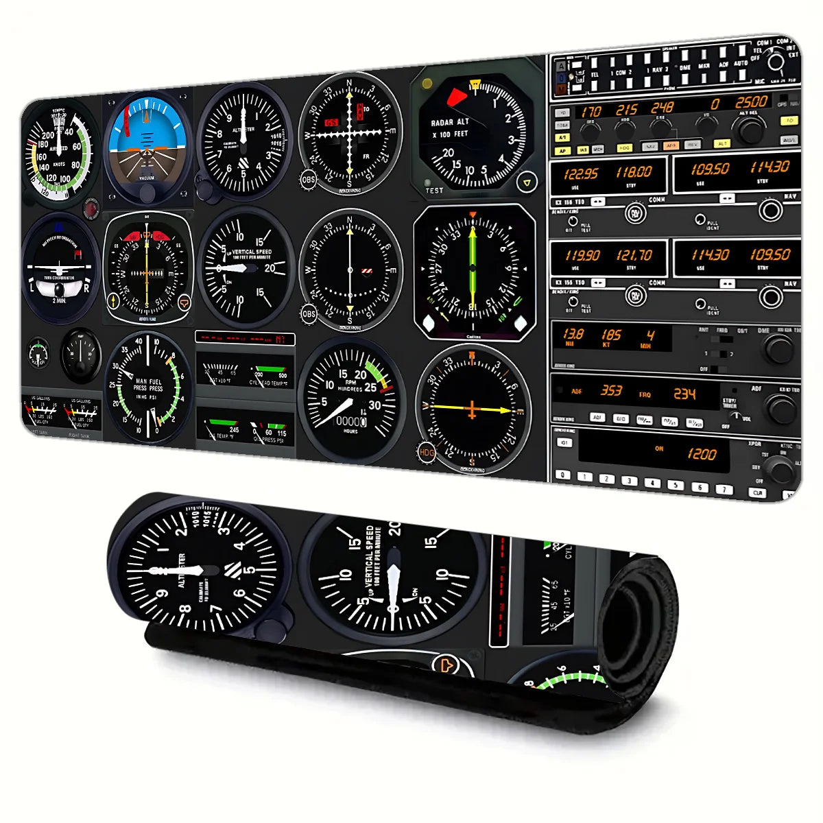 Airplane Dashboard Mouse Pad Large Rubber Base Anti-slip PC Desk Accessories Mousepad for Office & Gamer Keyboard Mats Decor Mat
