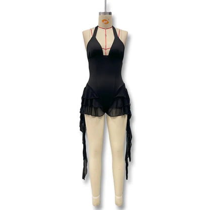 Women's Jumpsuits & Rompers Halter V Neck Backless Ruffle Mini Overalls for Women Elegant Bodysuit Clearance Woman Clothing