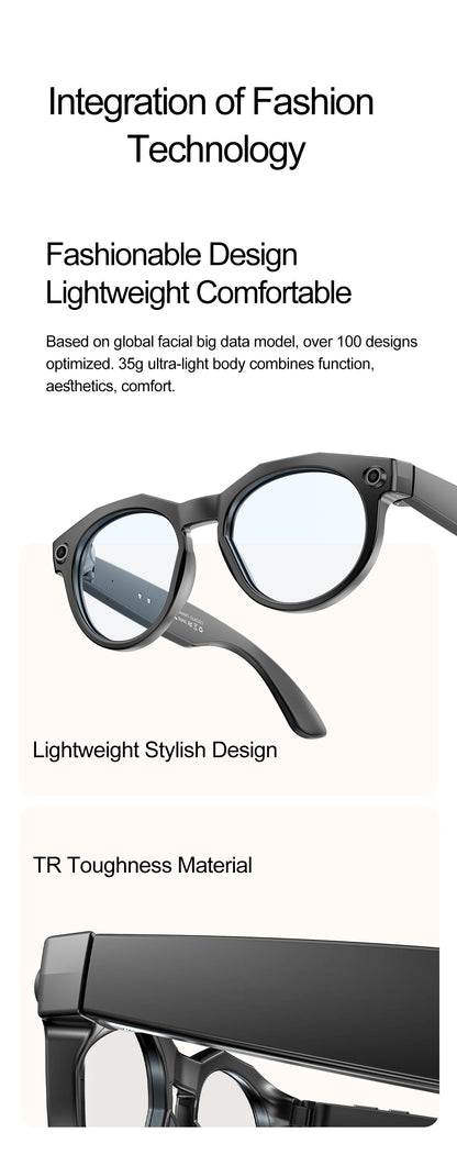 2026 New AI Smart Glasses 8MP Camera 1080P Video Shooting Real-time Translation SI BT Call Music Play Voice Recording Sunglasses