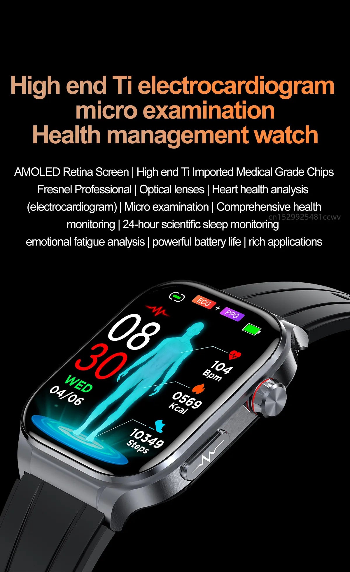 AMOLED Smart Watch ET588 Bluetooth Calling Sports Fitness Tracker Wristwatch ECG Health Monitoring SOS Men Women Smartwatch