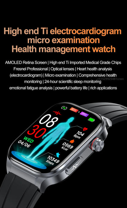 AMOLED Smart Watch ET588 Bluetooth Calling Sports Fitness Tracker Wristwatch ECG Health Monitoring SOS Men Women Smartwatch