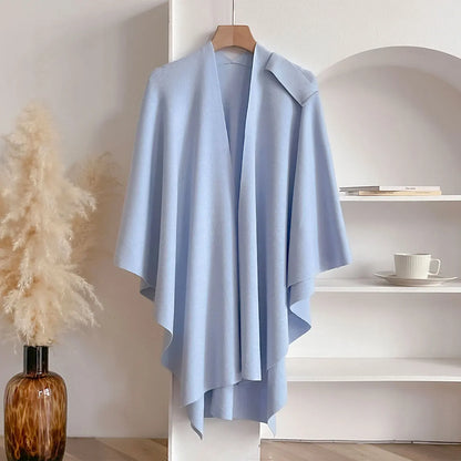 Women Poncho Winter Warm Solid Color Shawl Double Sided Designer Blanket Luxury Scarf Female Cloak Cashmere Pashmina Cape Stole