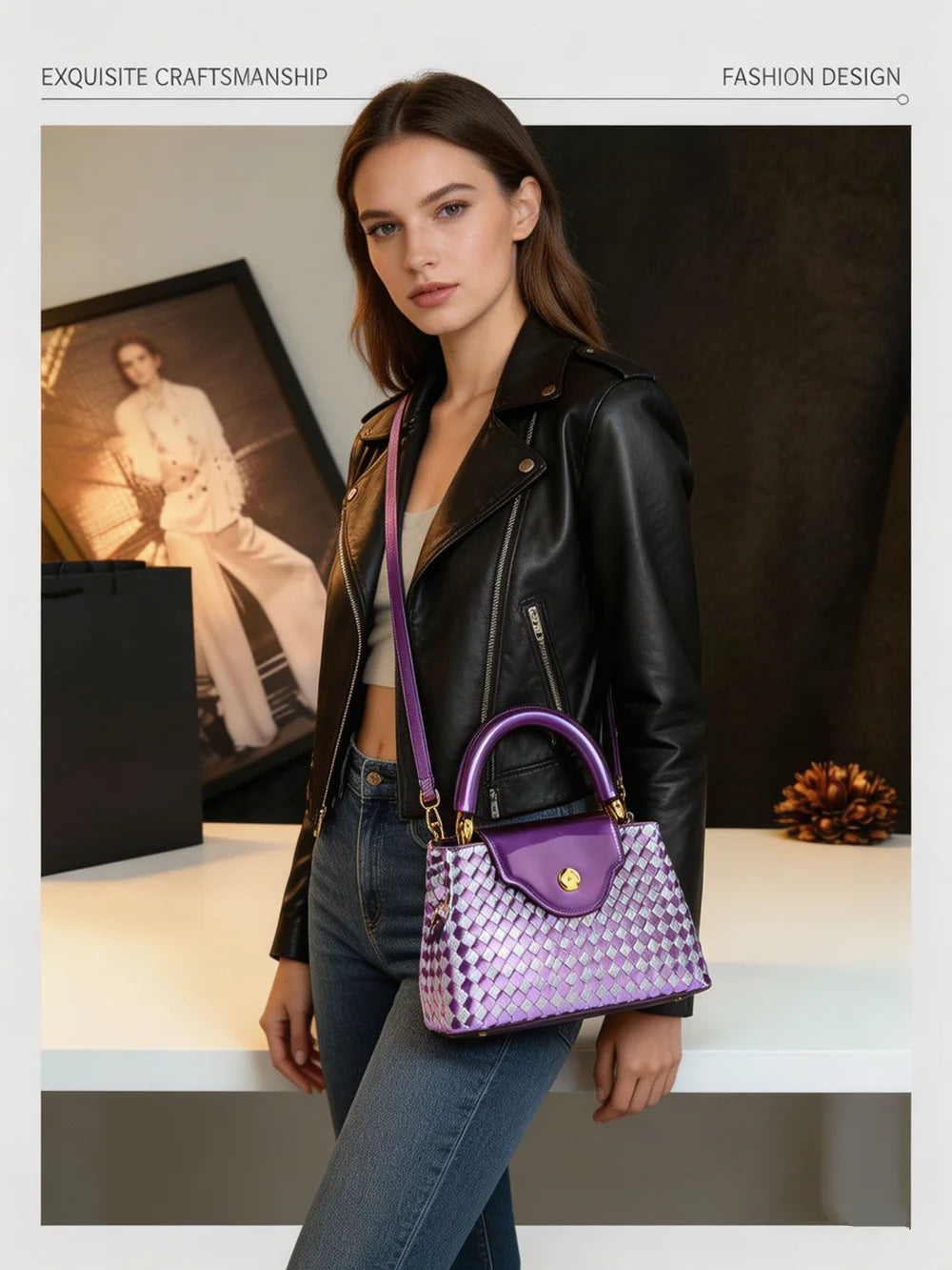Genuine Leather Woven Handbag For Women 2026 New Light Luxury Women's Shoulder Bag Fashion Commuter Messenger Bag Versatile