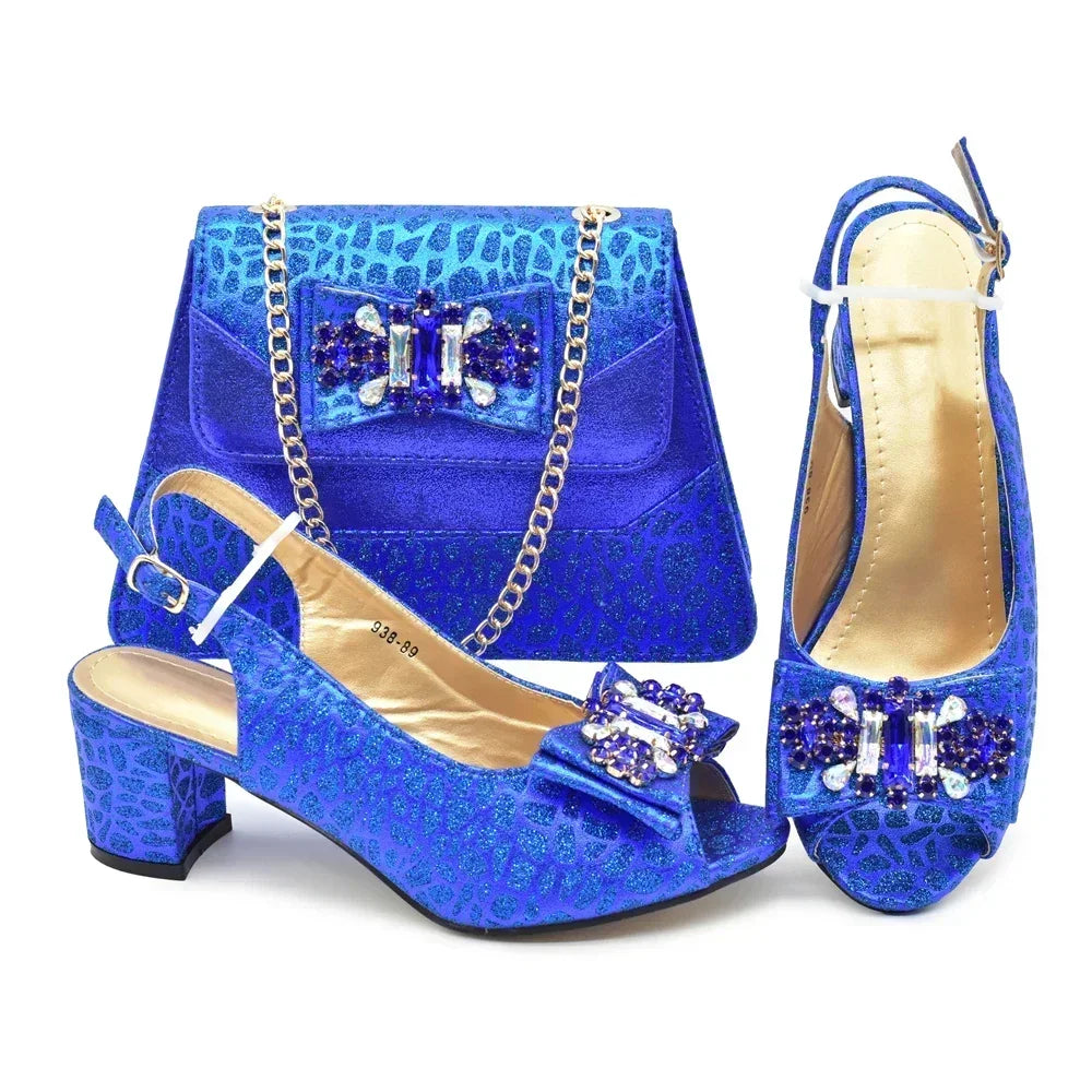 New Arrival African Shoes and Bags Sets Decorated with Rhinestone Women Shoe Size 43 Shoes for Women 2025 Designer Luxury