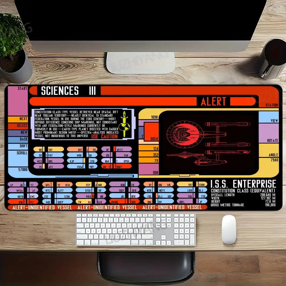 Starship Blueprint Pad Desk Pad Mouse Pad Gamer Computer Cabinet Star Trek Game Office Accessories Keyboard Anime Extended Large