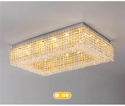 Champagne Crystal Waterfall Bead Modern Ceiling Lights LED Lamps Lighting Fixture for Living Room Lustres Home Decor Lampara