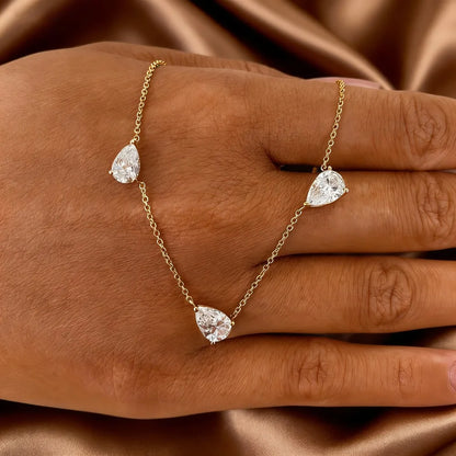9cttw 3-Stone Waterdrop Moissanite Pendant Necklace for Women Luxury S925 Silver East West Pear Cut Diamond NeckChain Jewelry