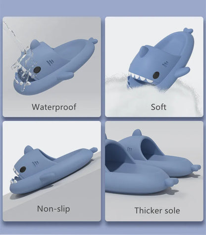 Men Shark Slippers Summer Women Slides Home Bathroom Flip Flops Couples Soft Anti-Skid Shoes Adults Outdoor Cute Beach Sandals