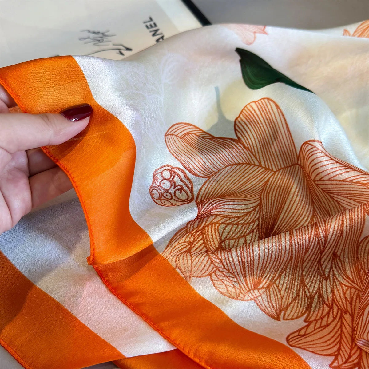 180*90cm Large Silk Satin Scarf Women Fashion Printed Scarf Spring And Summer Styles New Shawl Wrap Female Hand 2025 NEW