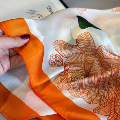 180*90cm Large Silk Satin Scarf Women Fashion Printed Scarf Spring And Summer Styles New Shawl Wrap Female Hand 2025 NEW