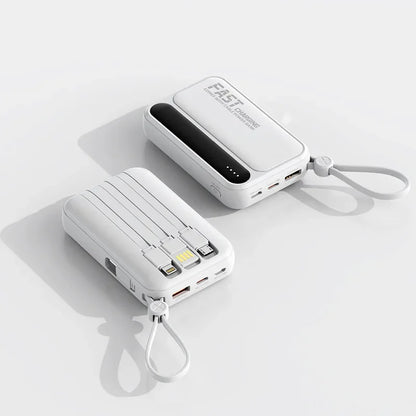 50000mAh Large Capacity Solar Power Bank 4 In1 Built in Cables Intelligent Digital Display Laser Light For Samsung Apple