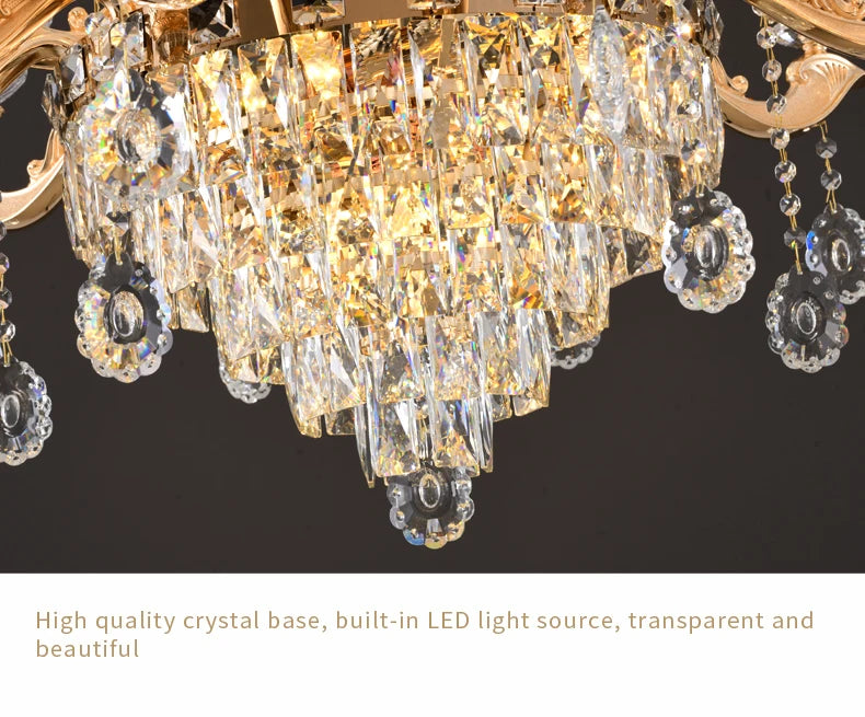 European Style Pendant Lamp Living Room Lamp Crystal Luxurious Atmosphere French Style Restaurant Lamp Duplex Building Lights
