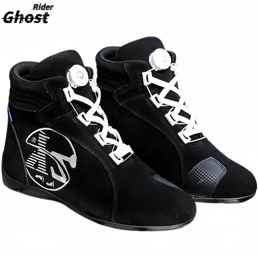 Suede Cowhide Kart Shoes Ankle Protection Off-road Racing Boots Man Woman Motorcycle Riding boots Wear-resistant