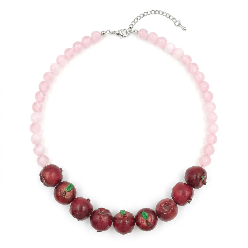 Dopamine 3D Fruit Beaded Necklace Bohemian Retro Pomegranate Strawberry Tomato Choker Exaggerated Bracelet Bikini Jewelry Gift