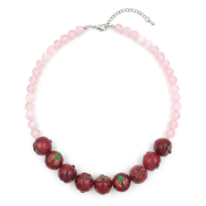 Dopamine 3D Fruit Beaded Necklace Bohemian Retro Pomegranate Strawberry Tomato Choker Exaggerated Bracelet Bikini Jewelry Gift