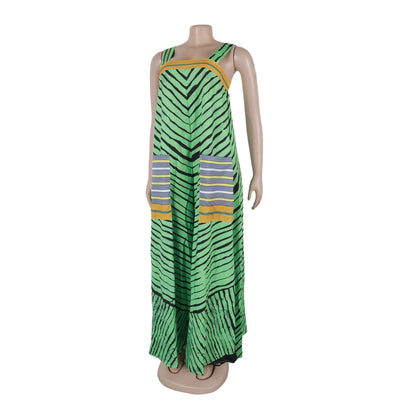 Jumpsuits Women Sling One Piece Print Striped Sleeveless Overalls Wide Leg Long Pants Loose Casual Rompers Elegant Splice