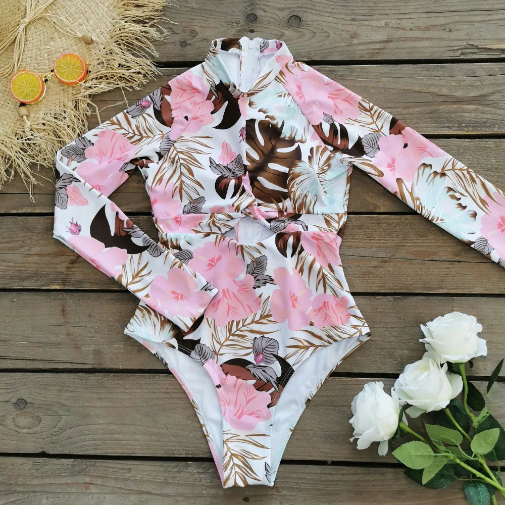 MUOLUX Rash Guard 2024 Long Sleeve One Piece Women Swimsuits Swimwear Female Monokini Uv Sun Protectio Zipper Sport Bathing Suit