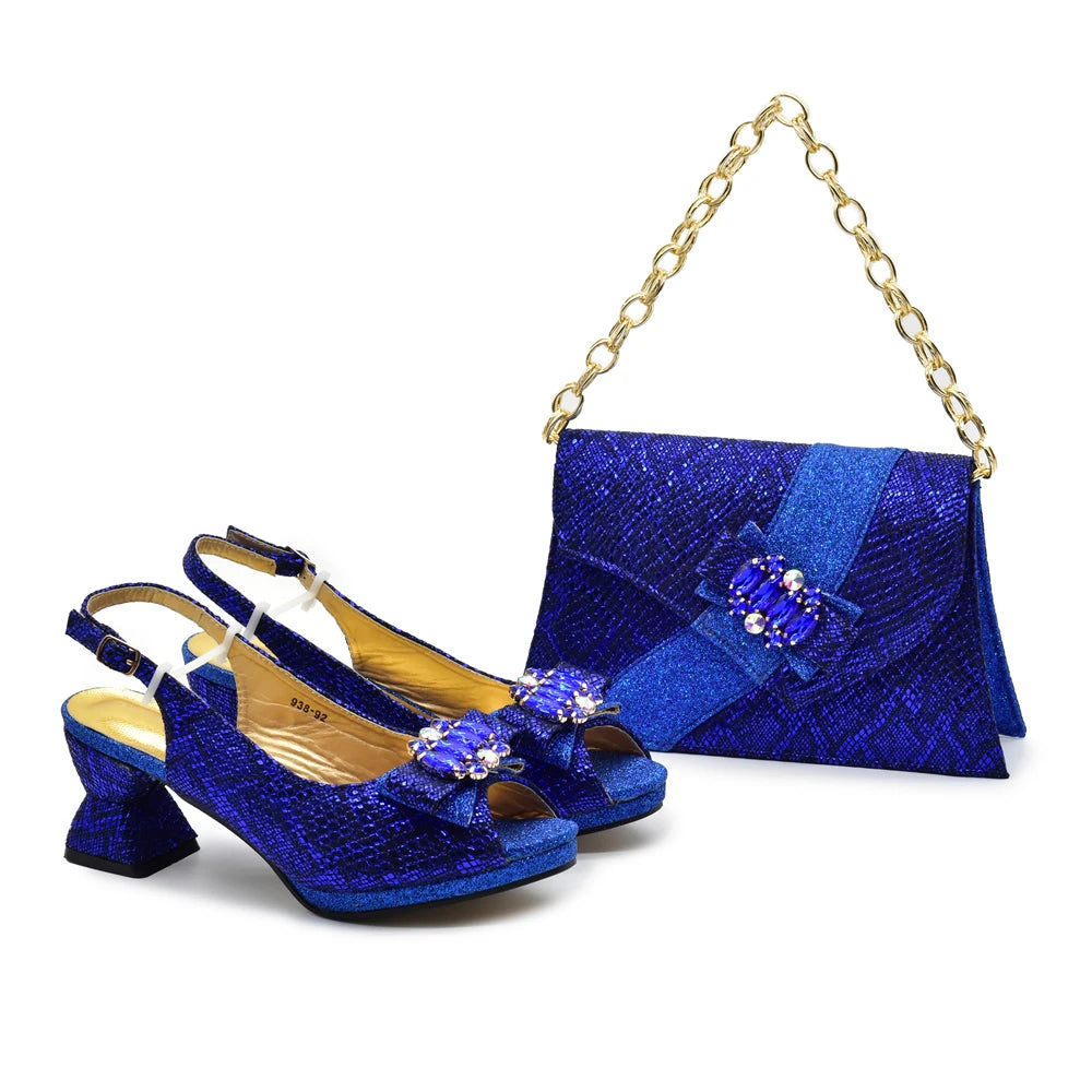 New Arrival Matching Shoes and Bag for Women for Weddings Elegant Woman Heeled Shoes for Party Shoe and Bag Party Italy Set