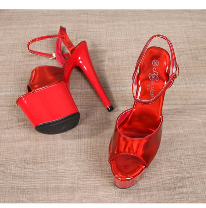 Platform Shoes for Women 2023 Designer Luxury Strip Pole Dance Heels Dance Shoes Red Pink Sandals Women Summer Elegant 20cm High
