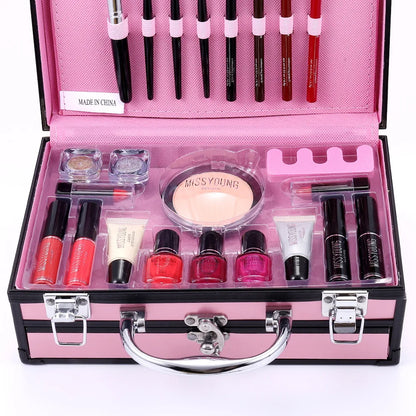 Professional Beginner Travel Portable Makeup Set Box Suitcase Kit Lipstick Brushes Nail Polish Set For Make up Eyeshadow Palette
