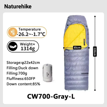 Naturehike Camping Sleeping Bag CW400 CW700 CW1000 Duck Down Sleeping Bags Ultralight Outdoor Hiking Waterproof Sleeping Bags