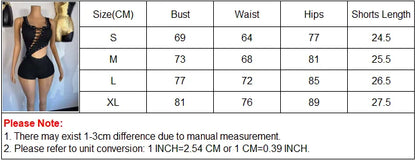 Y2k Sexy Rompers Women Outfit Hollow Out Laced Up Sleeveless Tight Bodycon Romper Ribbed One Piece Shorts Jumpsuit Playsuit