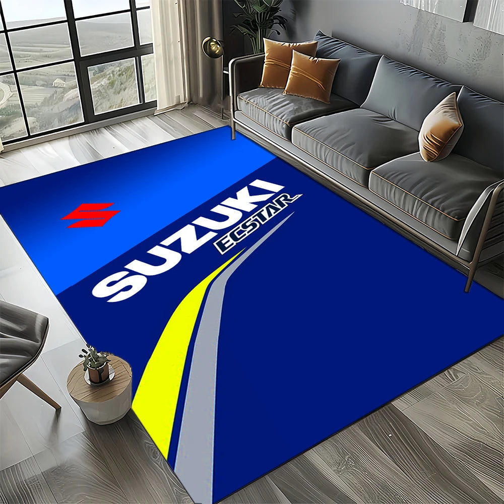 2025 Racing Car S-SUZUKI Logo Motorcycle Carpet Rug for Bedroom Living Room Home Sofa Decoration,kids Play Decor Floor Mat Gift