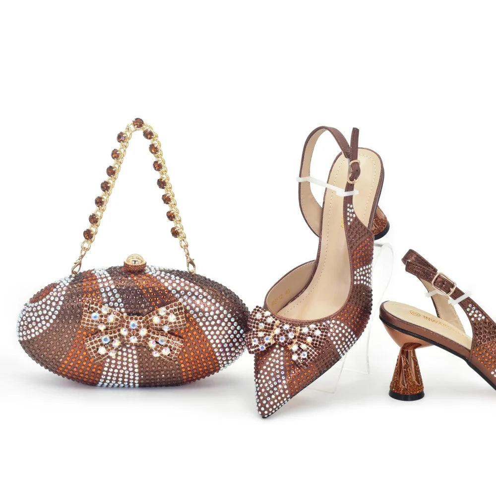 Doershow Lastest Italian Design Fashion Style Ladies Shoes with Matching Bag Set 2026 Nigerian Shoes and Bag Set! HO1-1