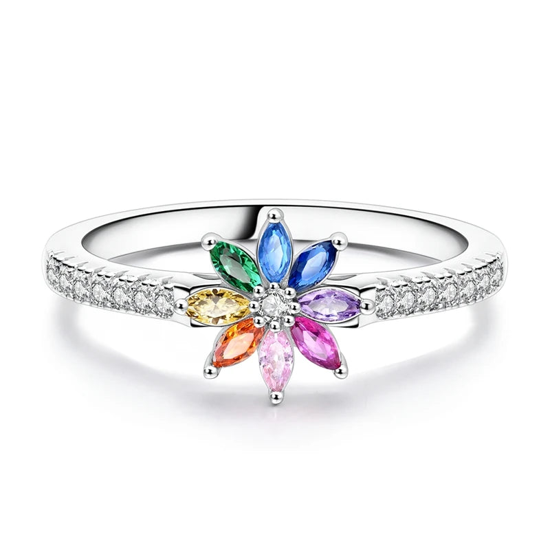 LAZA 925 Sterling Silver Colorful Rings Sparking Zirconium Bowknot Moon Sun Original Ring For Women Anniversary Wedding Gifts