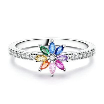 LAZA 925 Sterling Silver Colorful Rings Sparking Zirconium Bowknot Moon Sun Original Ring For Women Anniversary Wedding Gifts