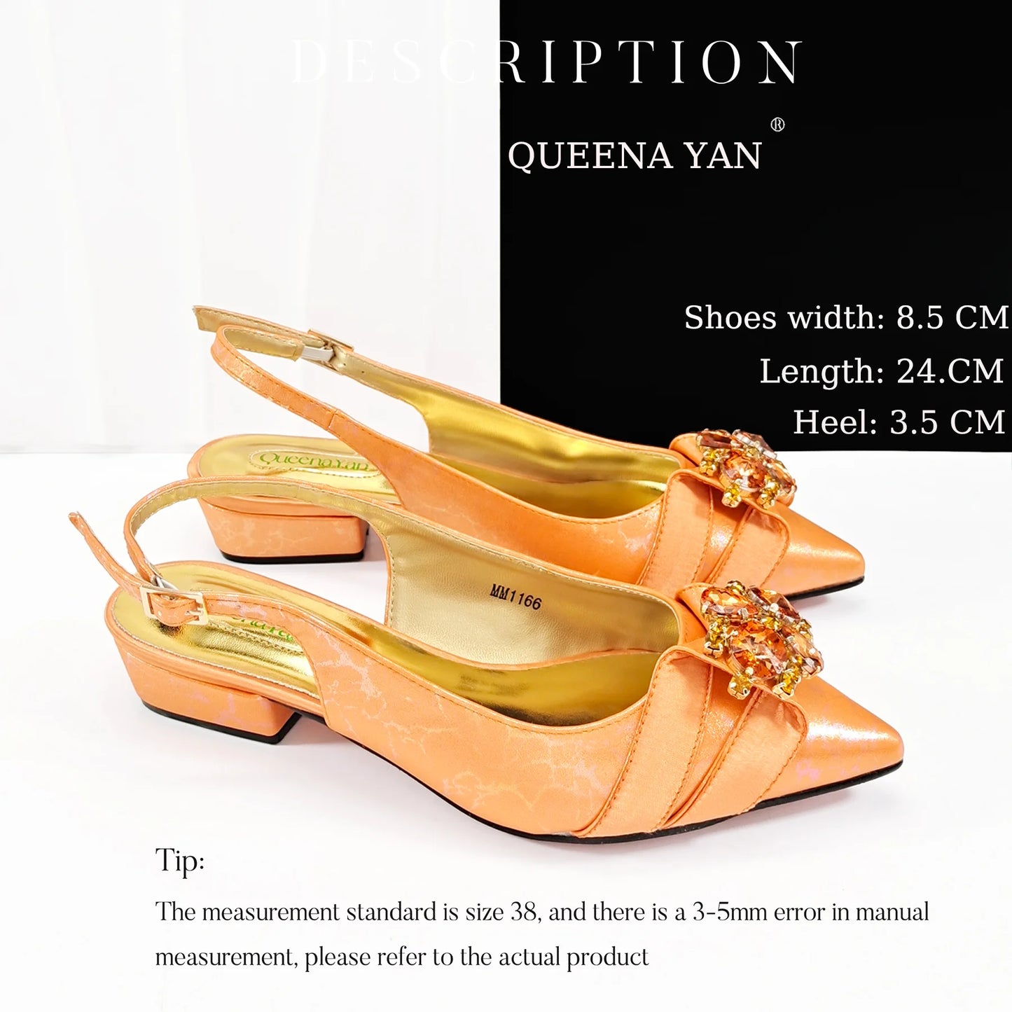 QueenaYan 2026 New Summer Collection Stylish Italian Women’s Shoes and Bag Set Gold Colour Comfortable Low Heels With Rhinestone