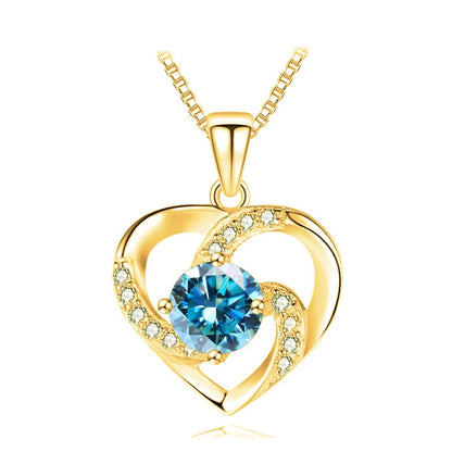 JoyceJelly 1CT Pass Tested Moissanite Heart Necklace for Women S925 Silver Gold Silver Color Diamond Pendant Birthday Party Gift