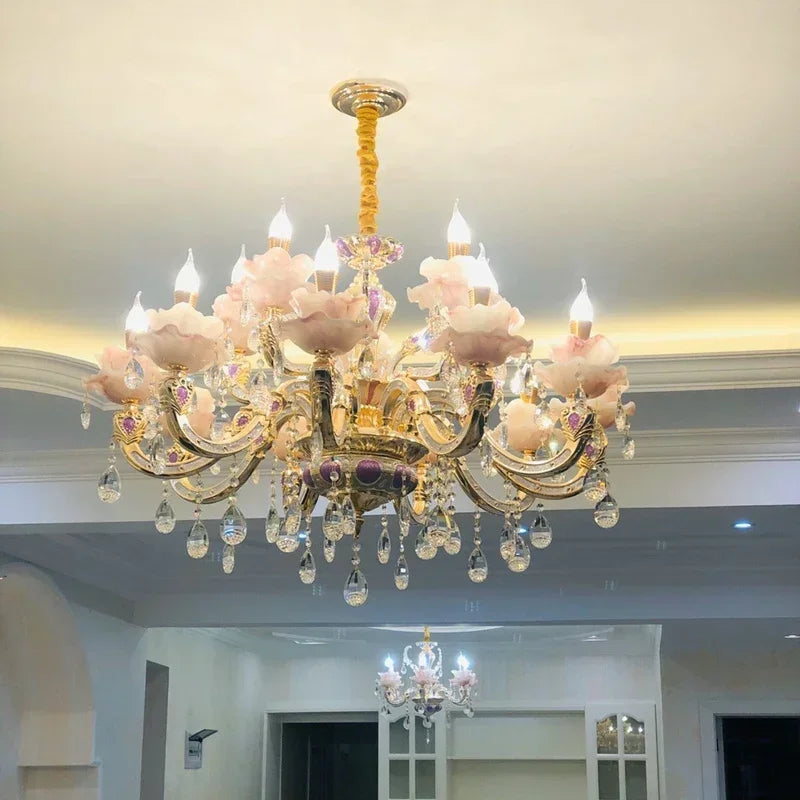 Zinc Alloy Crystal Chandelier Modern Living Room Decoration  Lighting European Restaurant Bedroom Candle  Lamps