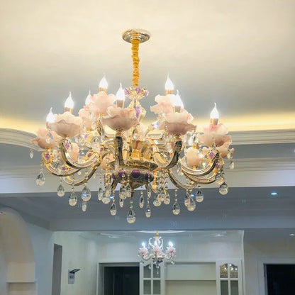 Zinc Alloy Crystal Chandelier Modern Living Room Decoration  Lighting European Restaurant Bedroom Candle  Lamps