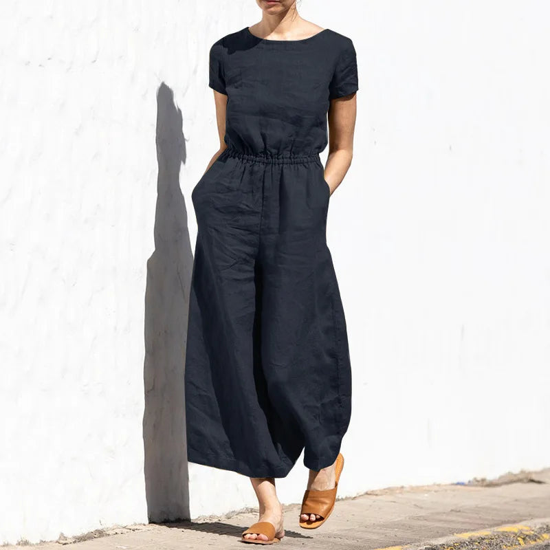 Jumpsuits women 2026 rompers summer solid color high-waisted sleeveless long fashion casual loose one-piece jumpsuits clothing