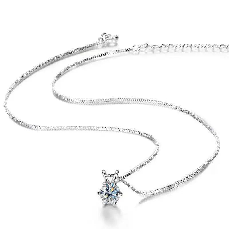 1.0Ct-5Ct Moissanite Pendant Necklace With Certificate For Women Original Real 925 Silver Chain Solitaire Drop Necklaces