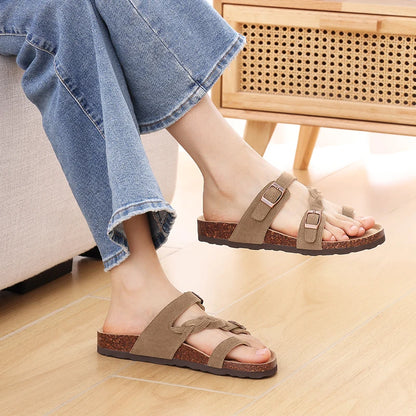 Kidmi Summer New Women's Slippers With Double Adjustable Buckle Casual Non-slip Comfortable Beach Slippers Outdoor Women Sandals