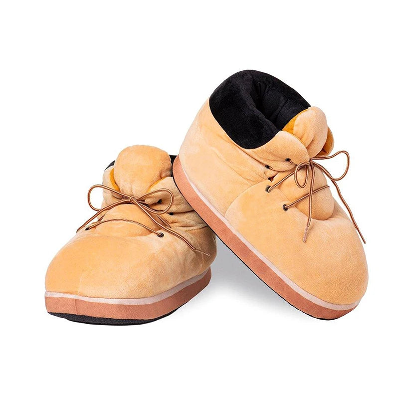 Winter fluffy home slippers Popular on Instagram Soft Non-slip thick sole living room shoes funny High-top warm shoes，men women