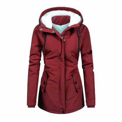 Winter Women Warm Parkas Hooded Retro Thick Plush Coats Female Fleece Lined Mid-Long Cotton Jacket Warm Coats Clothing