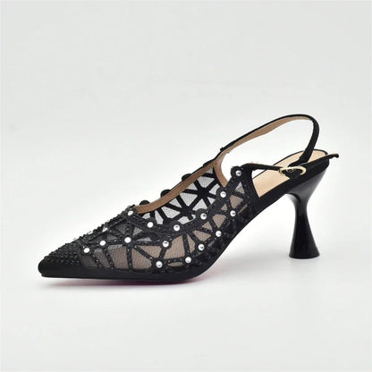 Italian Shoe and Bag Set for Party In Women Shoes for Women 2025 Designer Luxury Hollow Design Trendy Party Ladies Shoes and Bag