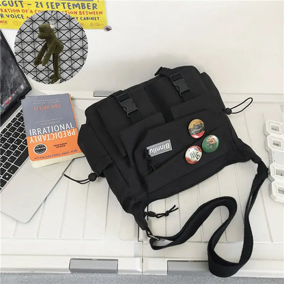 Japanese Simple Messenger Bag Student Nylon Waterproof Canvas Handbag Shoulder Crossbody Bags for Women Men Satchels Bolsas