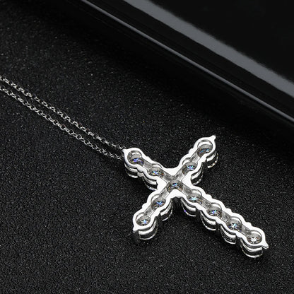 Serenity 3mm 4mm 5mm Black Moissanite Cross Pendant Necklace For Women Men 100% S925 Sterling Silver Jesus Neck Chain Plated 18K