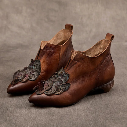 Myjyjz 3.5cm Genuine Leather Women Mary Jane Sandals Shoes Chunky Heels Fashion Hollow Comfy Point Toe Ankle Boots Summer Pumps