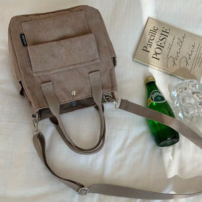 Large Capacity Corduroy Tote Bags for Work Commuting Carrying Bag College Style Student Outfit Book Shoulder Bag Shopping Bag