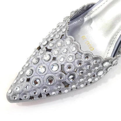 Venus Chan New Arrival Italian Design Nigerian Fashion Party Wedding Shoes and Bag Set Decorated With Flower in Blue Color