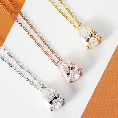 FEOBUR 1-4CT Pear Cut Moissanite Diamond Necklace for Women Certified 925 Sterling Silver Waterdrop Pendant Neckchain Jewelry