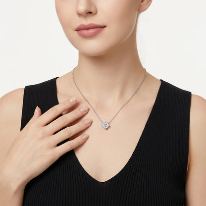 925 Sterling Silver Moissanite Pendant Necklace Spark Fine Jewelry For Women Birthday Present Daily Wear Banquet Simple Elegant Neck Ornament Luxury Cushion‑Cut Four‑Prong Setting Bright Thin Silver Chain Sparkling Gem Fe